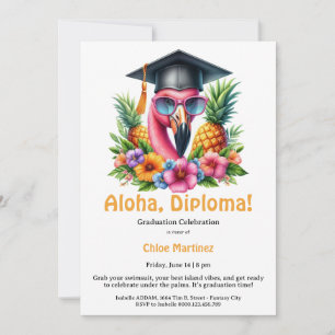 Aloha Diploma Tropical Graduation Pool Party Invitation