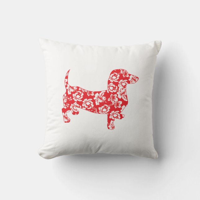 Aloha Doxie Dachshund Throw Pillow (Front)