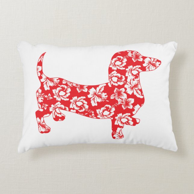 Aloha-Doxie-Red Decorative Pillow (Front)