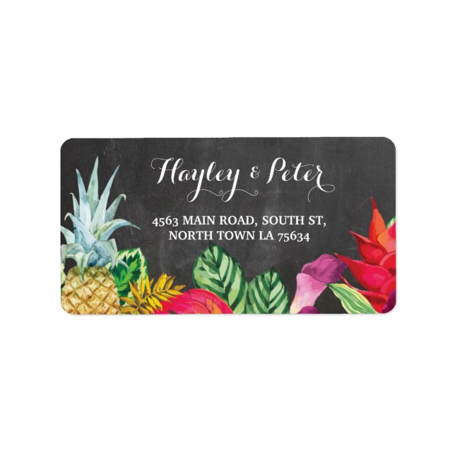 Aloha Elegant Address Wedding Labels Stickers Luau (Front)