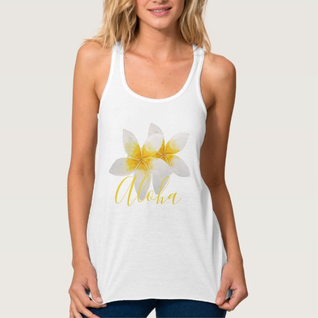 Aloha | Elegant Tropical Flower Tank Top (Front)