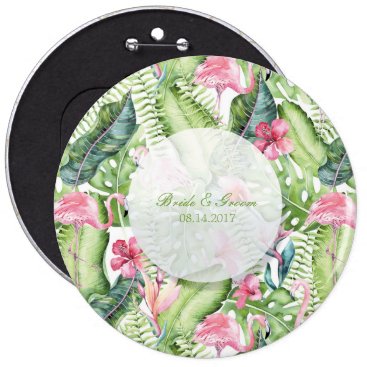 Aloha Flamingo Tropical Beach Wedding Button Aloha Flamingo Tropical Beach Wedding Button
