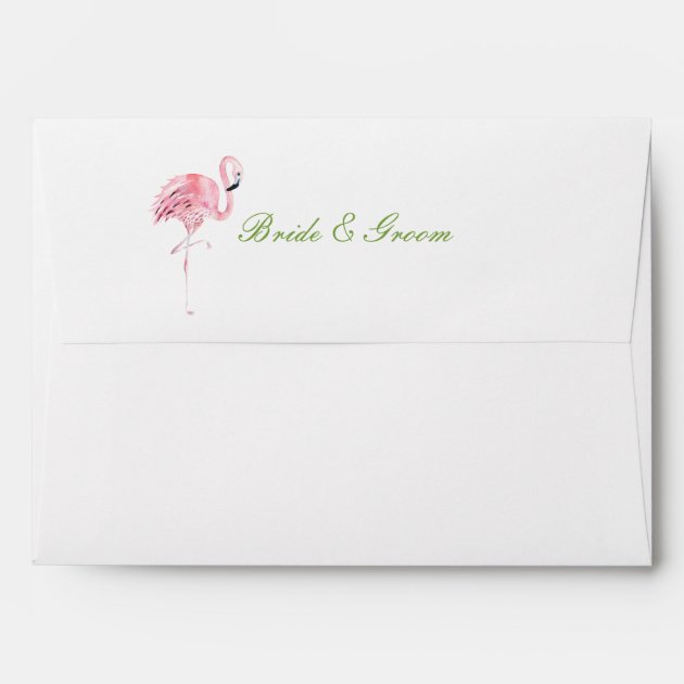 Aloha Flamingo Tropical Beach Wedding Envelope