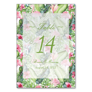 Aloha Flamingo Tropical Beach Wedding Table Number