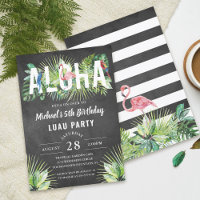 Aloha Flamingo Tropical Birds Black Luau Birthday