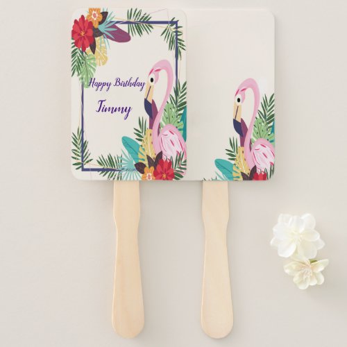 Aloha Flamingo Tropical Hand Fan