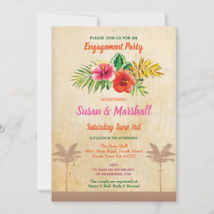 Aloha Floral Engagement Invite Vintage Luau