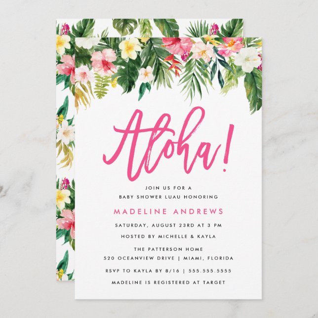 Aloha Floral | Tropical Baby Shower Invitation (Front/Back)