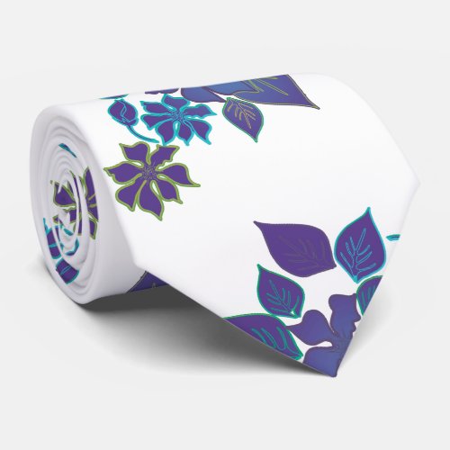 Aloha Flower Blue and Violet Neck Tie