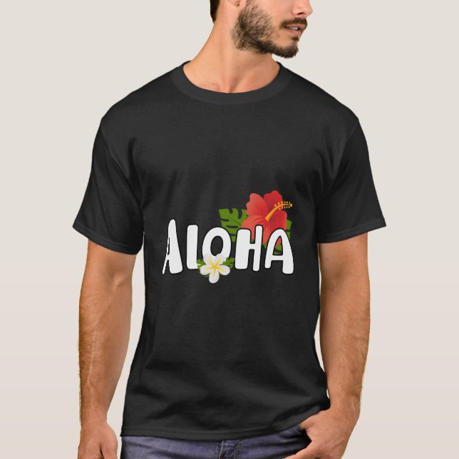 Aloha Flower Hawaiian Print Aloha Hawaii T-Shirt (Front)