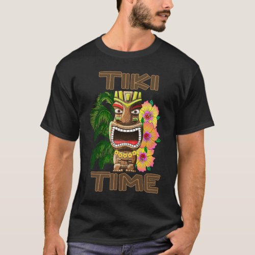 Aloha Flower Luau Tiki Time Hawaii Palm Tree Parad T_Shirt