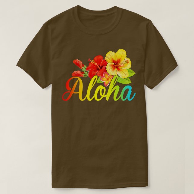 Aloha Flowers Hawaiian Funny Hawaii Beach Luau Par T-Shirt (Design Front)