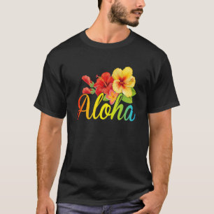 Aloha Flowers Hawaiian  Hawaii Beach Luau Party T-Shirt