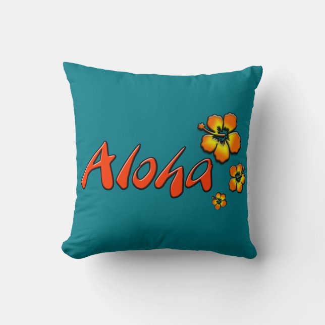 Aloha Flowers Throw Pillow (Front)