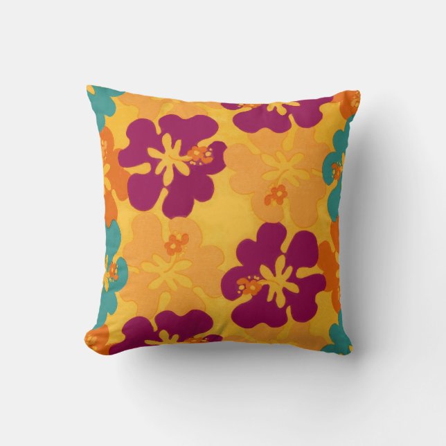 Aloha Flowers Throw Pillow (Front)
