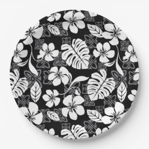 ALOHA FRIDAY (BLACK & WHITE) PAPER PLATES