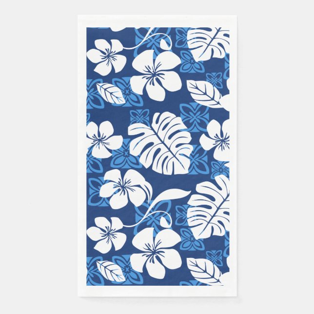 ALOHA FRIDAY (BLUE) PAPER GUEST TOWELS (Front)
