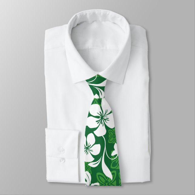 ALOHA FRIDAY (GREEN) NECK TIE (Tied)