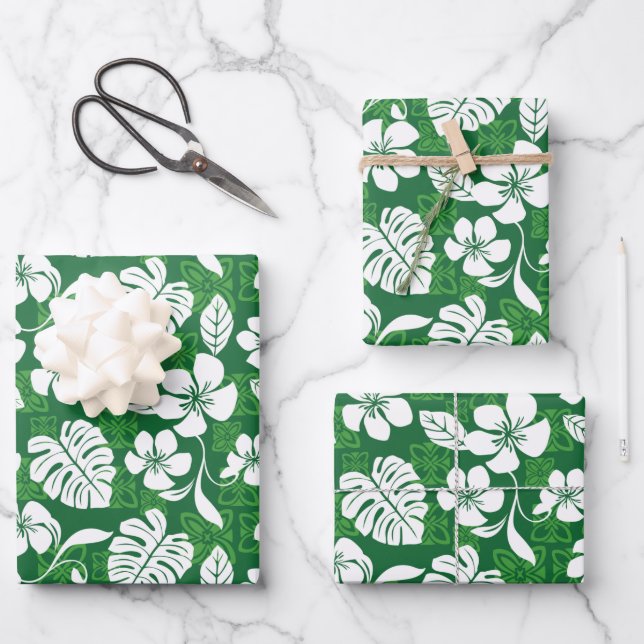 ALOHA FRIDAY (GREEN) WRAPPING PAPER SHEETS (Front)