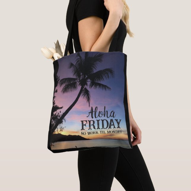 Aloha Friday Maui Hawaii Tropical Sunset Tote Bag (Close Up)