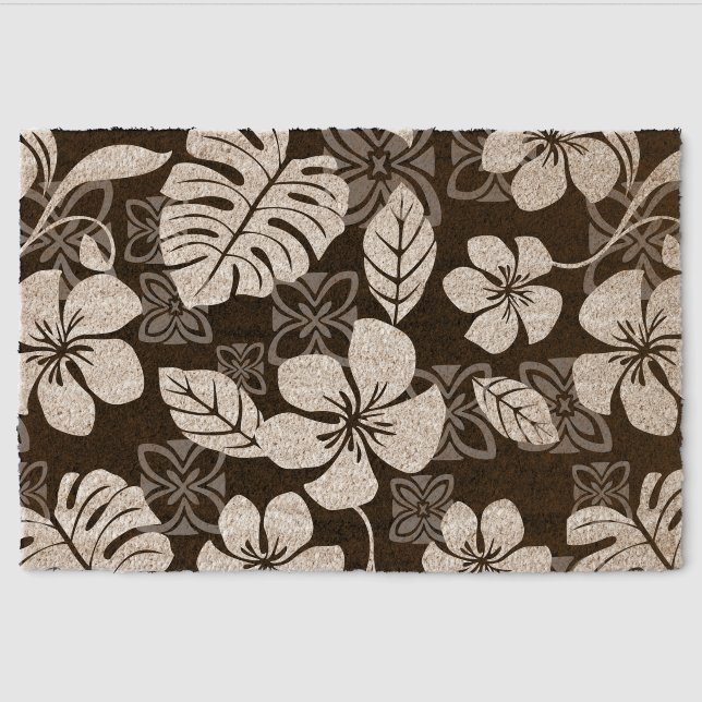 ALOHA FRIDAY PATTERN IN BLACK FIBER DOORMAT (Front)