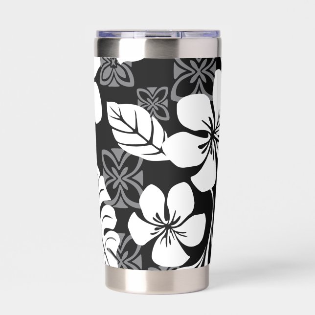 ALOHA FRIDAY PATTERN IN BLACK INSULATED TUMBLER (Front)
