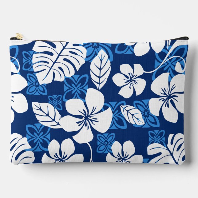 ALOHA FRIDAY PATTERN IN BLUE ACCESSORY POUCH (Front)