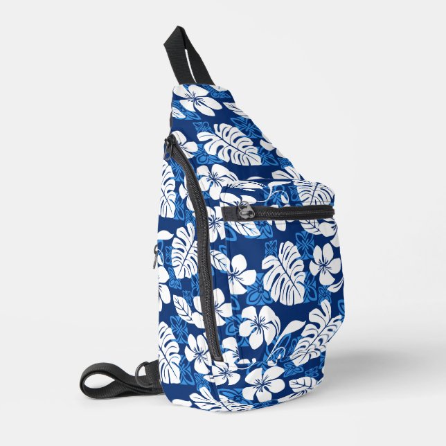 ALOHA FRIDAY PATTERN IN BLUE SLING BAG (Left Corner)