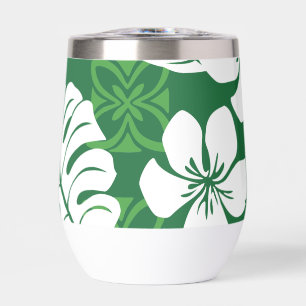 ALOHA FRIDAY PATTERN IN GREEN THERMAL WINE TUMBLER