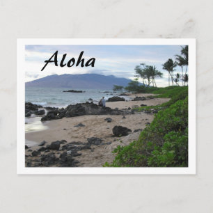 "ALOHA FROM MAUI" BEACH SCENE POSTCARD