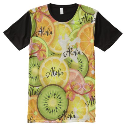 Aloha Fruit slices and Tropical Flowers All-Over-Print Shirt