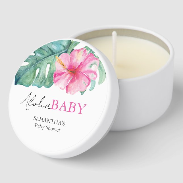 Aloha Girl Baby Shower Theme Mini Candle Favors (Corner)