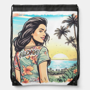 Aloha Girl Drawstring Bag