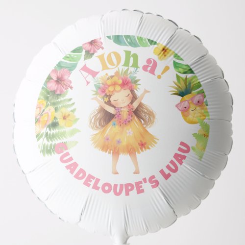 Aloha girl summer Tropical Luau birthday party Balloon