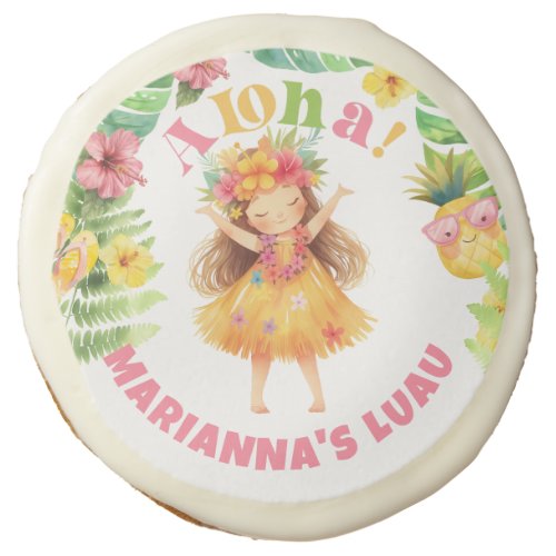 Aloha girl summer Tropical Luau birthday party Sugar Cookie