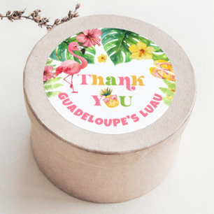 Aloha girl summer Tropical Luau birthday Thank you Classic Round Sticker