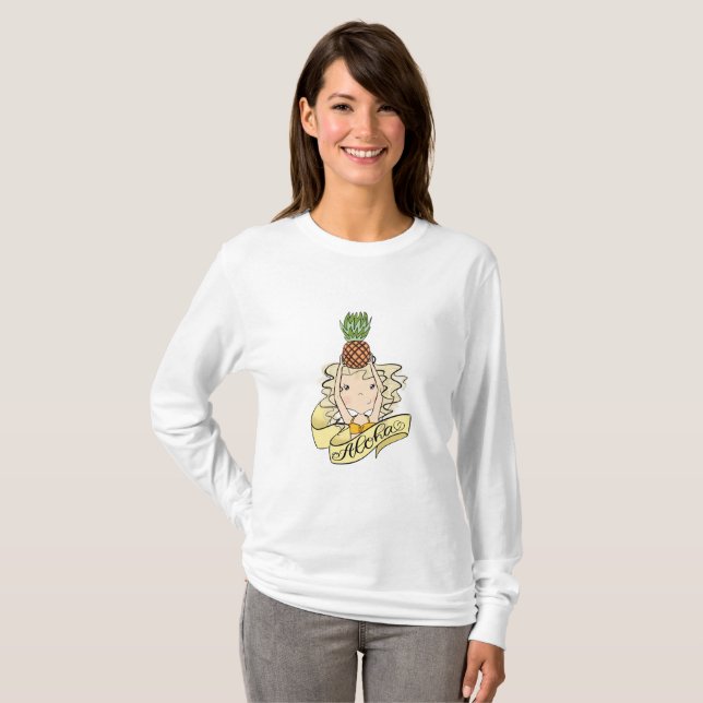 Aloha Girl With Pineapple T-Shirt (Front Full)