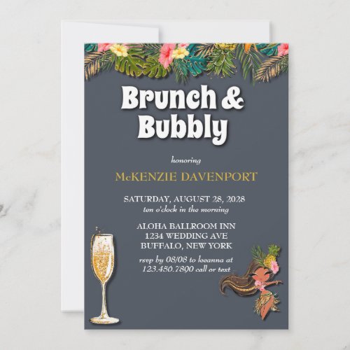 Aloha Glitter Brunch and Bubbly Invitation