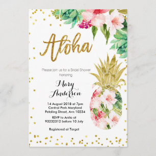 Aloha Gold Pineapple Bridal Shower Invitation