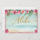 ALOHA Gold Tropical Beach Hibiscus Summer Luau Invitation (Back)