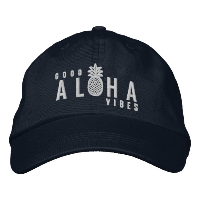 Aloha Good Vibes Embroidered Baseball Cap (Front)
