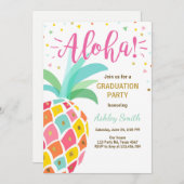 Aloha Graduation Party Invitation Pineapple hawaii (Front/Back)