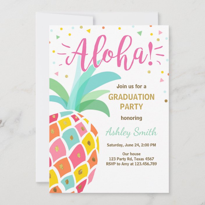 Aloha Graduation Party Invitation Pineapple hawaii | Zazzle.com