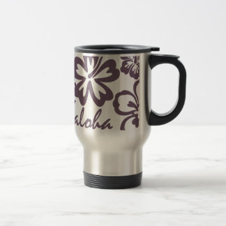 Aloha gray hibiscus travel mug