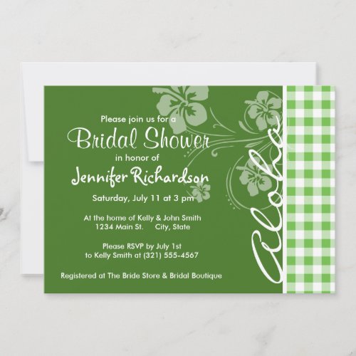 Aloha; Green Checkered; Gingham Custom Announcement