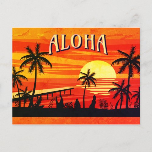 Aloha Greeting from Hawaii Beautiful vintage beach Postcard