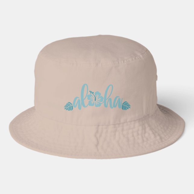 Aloha Greeting with Monstera Leaves Bucket Hat (Front)