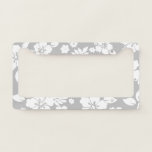 Aloha Grey Classic Hawaiian Hibiscus Print License Plate Frame