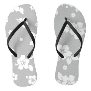 Aloha Grey Classic Hawaiian Seamless Pattern Flip Flops