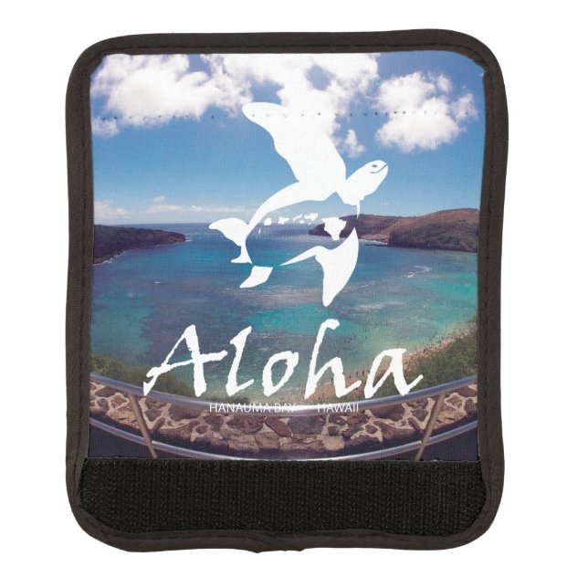 Aloha Hanauma Bay Hawaii Turtle Luggage Handle Wrap (Front)